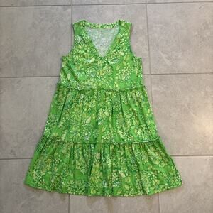 Lilly Pulitzer Lorina Cotton Swing Tiered Limeade Its A Spring Thing Dress Sz M